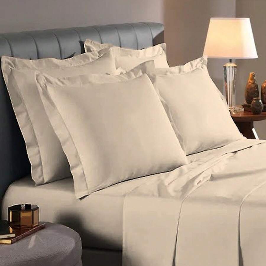 Pair Of 200 Thread Count Percale Pillowcases, 50x70cm, Premium, Various Colors, Satin Finish - Khaki - View 1