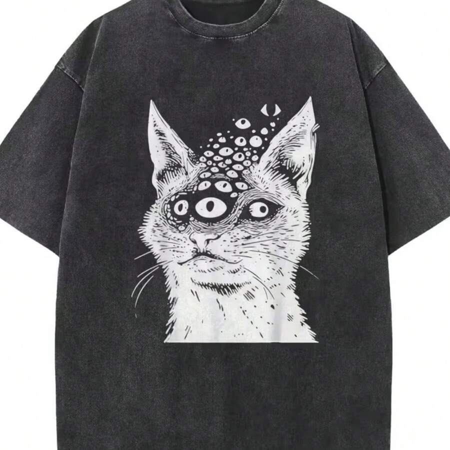 Printed T-Shirt For Men And Women - Black - View 1