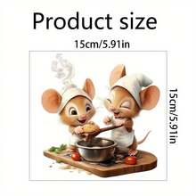 1pc Chef Mouse Kitchen Wall Sticker: Removable, Self-Adhesive, Waterproof PVC Sticker, Suitable For Living Room, Bedroom, Refrigerator, Dining Room And Home Decor - Wall Stickers - View 2