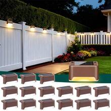 16 Packs Outdoor Solar Deck Lights, Waterproof Outdoor Decorate Lights, Solar Garden Lights, Outdoor Fence Lights, Solar Step Lights, Warm LED Lights, For Outdoor Stairs, Step, Fence, Garden, Balcony, Yard, Patio, And Pathway - Brown Shell - View 17