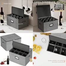 Homyfort - copas vino con divisores recipientes vidrio con carcasa dura servicio para 24 copas de vino o copa - Gris - Ver 1
