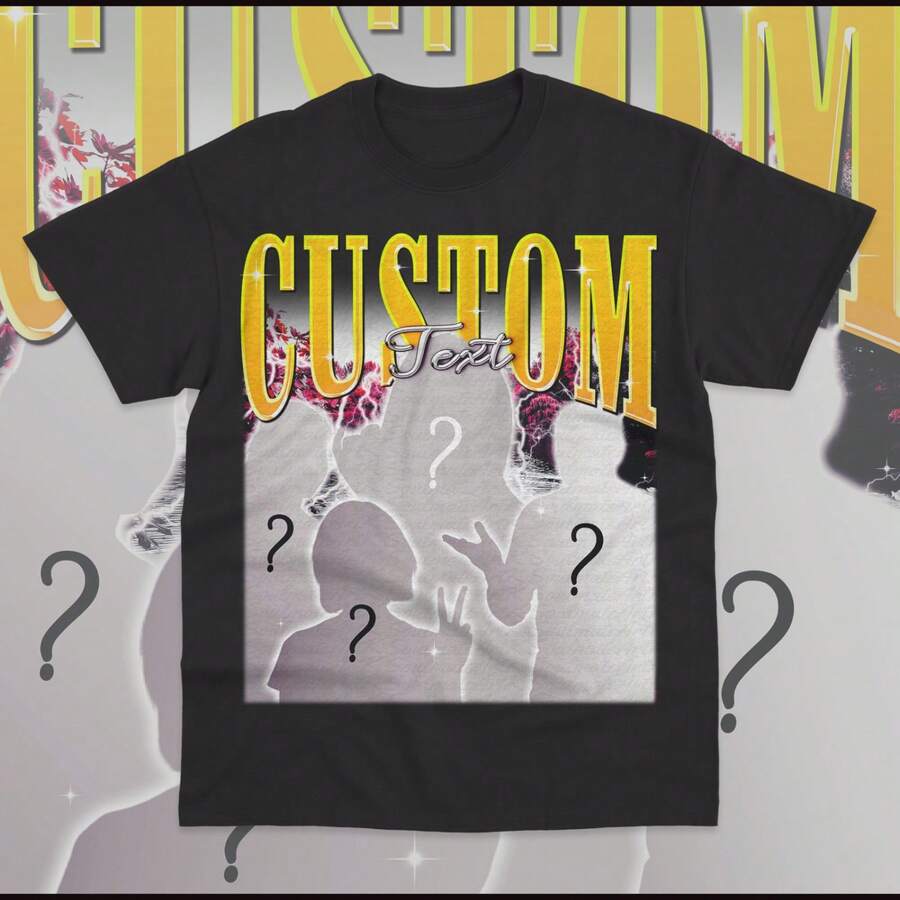 Custom Bootleg T-Shirt Vintage 90s Bootleg Personalized Customized Unisex Shirt - 黑色 - 查看 1