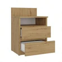 2026 Nordic Style Nightstand With Backrest, 4 Colors Available, Open Shelf + 2 Drawers Combination, Modern Minimalist Bedroom Atmosphere Storage Cabinet, Handleless Silent Bedside Storage Unit - Multicolor - View 5