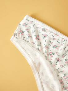 5pcs Plus Size Women's Cute Floral Print Underwear Set, Includes Floral Print Panties And Bralettes In Feminine Style - Multicolor - View 5