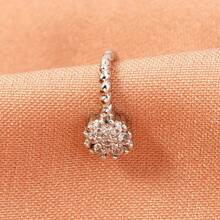 1 chiếc khuyên mũi hình hoa bạc đính đá Zirconia, kiểu xoắn chữ C, trang sức không cần xỏ lỗ, phù hợp cho nữ. - Khuyên mũi hình hoa đính kim cương - Xem 4
