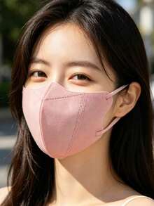 10pcs/50pcs 3D Face-Slimming Masks For Women, Highly Attractive Face-Contouring Design, Morandi Solid Color, Breathable, Non-Stuffy, Non-Ear-Straining, Versatile For Daily Commute, All-Season, Individually Packaged - Multicolor - View 5