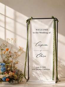 Customized Wedding Welcome Sign, Wedding Fabric Welcome Banner, Modern Wedding Welcome Banner, Fabric Sign Customized Wedding Banner, Bohemian Wedding, Bridal Shower Sign Personalized Name Customized Wedding Sign, Customized Minimalist Welcome Sign, Fabric Welcome Sign, Wedding Decor, Customized Fabric Wedding Sign, Personalized Party Decor, Minimalist Sign, Fabric Sign, Wedding Welcome Sign, 3 Fabric Options For Banners, Personalized Party Decor, Minimalist Sign, Fabric Sign, Wedding Welcome Sign - Multicolor - View 3