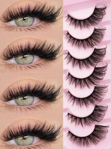 14 Pairs D Curl Fluffy False Eyelashes, 7-16mm Gradient Length Lashes, Thick Curly Natural Lash Extensions, Lightweight Reusable Lashes For Beginners, Daily & Party Makeup - Black - View 2