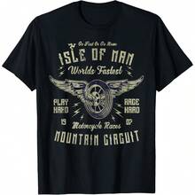 Isle Of Man Motorcycle Racing Winged Wheel Vintage Manx Bike T-Shirt - Black - View 1