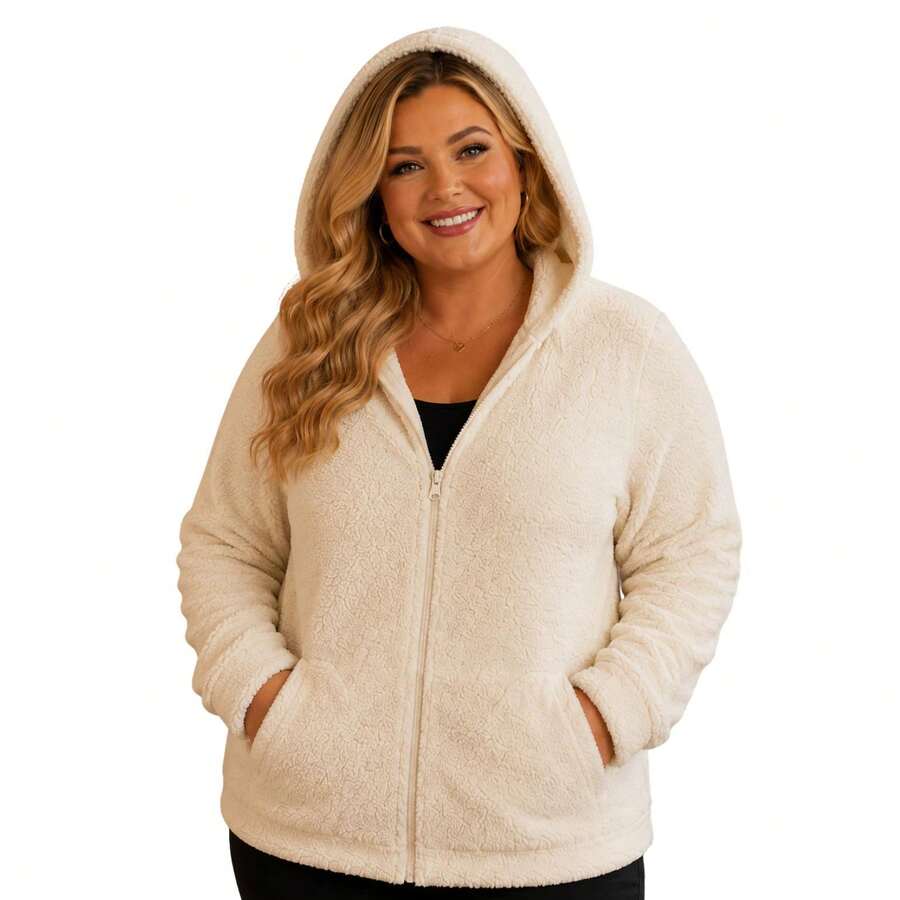 Plush Teddy Coat With A Soft Touch And Perfect Comfort For Cold Winter Days! 12925.C1 - 白色 - 查看 1
