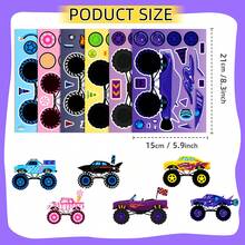 6pcs Monster Truck Expression Stickers, Truck Stickers, Custom Racing Decals, Waterproof Stickers, Suitable For Water Bottles, Laptops, Phone Cases, Journals, Scrapbooks, Planners And Party Favors - Multicolor - View 6