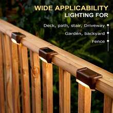 16 Packs Outdoor Solar Deck Lights, Waterproof Outdoor Decorate Lights, Solar Garden Lights, Outdoor Fence Lights, Solar Step Lights, Warm LED Lights, For Outdoor Stairs, Step, Fence, Garden, Balcony, Yard, Patio, And Pathway - Brown Shell - View 8