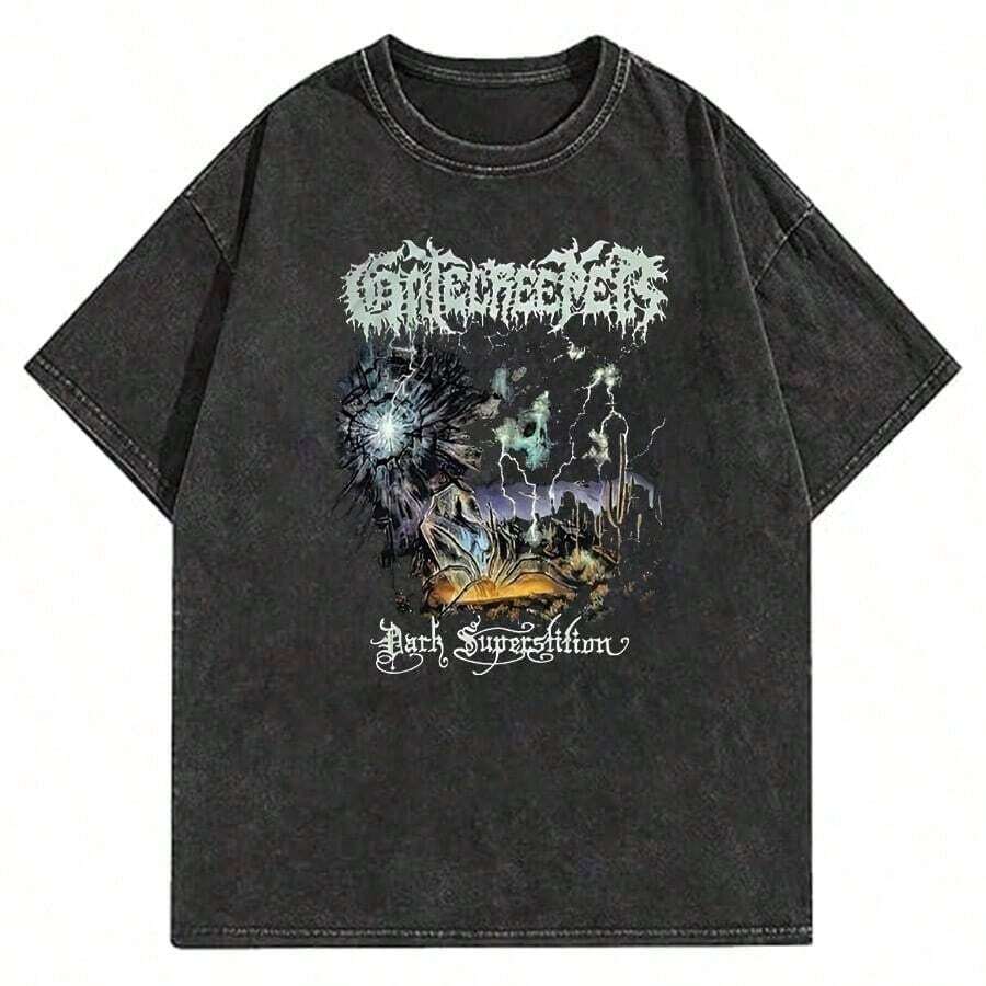 T-Shirt, Sematary T-Shirt, Designer Clothing For Men, New Arrival Tops & Tees, Short Sleeve, Crew Neck, New Arrival, Harajuku Style - 黑色 12 - 查看 1