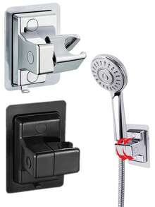 1/2Pcs No Drill Shower Head Bracket, Wall Mounted Spray Gun Holder With Hook, Adjustable Shower Nozzle Mount Base, Heavy Duty Waterproof Rustproof Bathroom Shower Fixed Holder - Shower Rack - View 1