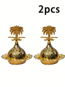 Gold-Plated Hollow Incense Holder 3 Optional Lids Luxury Home Decor Incense Burner - Multicolor - View 17
