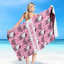 SANRIO 獨特個性化姓名大耳狗設計沙灘巾,可客製化姓名設計,現代風格聚酯纖維面料,適用於沙灘、瑜伽和運動 - 240g 針織面料 - 男女通用 - 夏季和戶外活動的完美選擇 - 旅行者和運動愛好者的理想禮物,浴室裝飾沙灘必需品,多功能,耐用,高度裝飾性 - 彩色 - 查看 9
