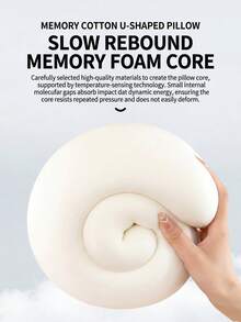 Ergonomic U-Shaped Neck Pillow With Storage Bag, Memory Foam Travel & Office Support Pillow, Removable & Washable Cover, Lightweight Portable Neck Pillow, Suitable For Airplane, Car, Bed, Compressible Fit Design (No Power Required) - Multicolor - View 11