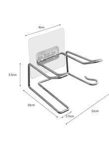 1pc Stainless Steel Hair Dryer Storage Rack Bathroom Accessories - Silver - View 7