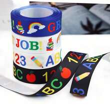8 Rolls Back To School Grosgrain Ribbon 0.98 Inch Welcome School Ribbons School Bus Pencil Apple ABC Pattern Fabric Decorative Craft Ribbon For DIY Crafts Teacher Appreciation Gifts Wrapping, Room Decor, 40 Yards - Back to School Theme - View 3