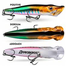 PRO BEROS Proberos 1pc 12cm/16cm Topwater Floating Popper Lure, Artificial Hard Wobbler Rattling Baits, 19g/50g Long Cast Surface Popper For Saltwater Bass Fishing, Fishing Tackle - Butterfly - View 9