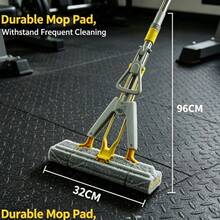 39cm Wide Head Hands-Free Microfiber Mop, Stainless Steel Handle, Wet & Dry Floor Cleaning Tool - B - View 4