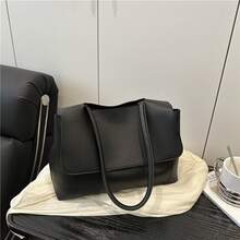 Bolso de mano moderno y versátil para mujer, estilo casual elegante con un toque de alta gama, bolso de hombro estiloso ideal para ir de compras, bolso tote texturizado de gran capacidad, nuevo modelo de verano 2026, bolso de axila, diseño exclusivo, bolso de hombro sencillo. - Marrón - Ver 6