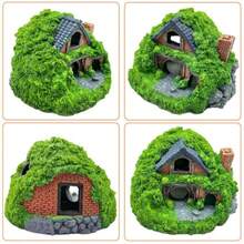 3pcs Set Double-Layer Moss Cottage With 2pcs Seaweed, Realistic Resin Cave Hideout With Multi-Entrance Design, Natural Landscape Aquarium Decor Suitable For Betta Fish And Small Ornamental Fish - A - View 8