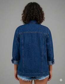 Maxi Oversized Denim Jacket With Pockets, Women's Long Winter - 暗洗淚 - 查看 2