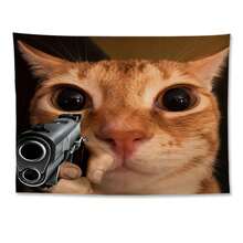 Bendera Gantung Dekoratif Kucing yang Unik - Dekorasi Dalam/Luar Ruangan dari Poliester dengan Desain Kucing Oranye dan Revolver yang Lucu, Cocok untuk Ruangan, Halaman Rumput dan Taman, Dekorasi Kucing - 1PC - View 8