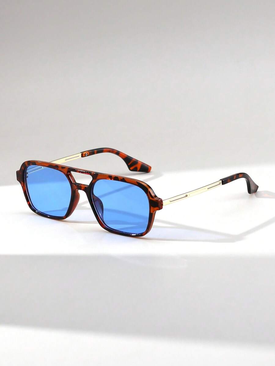 1 Pair Unisex Small Frame Glasses, Retro Metal Temples, High-End Fashionable Quality Eyewear - Multicolor - View 1