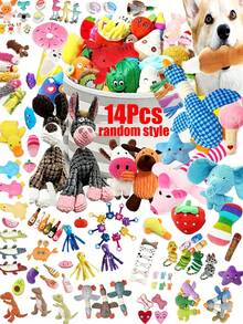 2/4/6/14pcs Cartoon Dog Toys, Suitable For Small Dogs Interactive Squeaky Toys, Chewing & Pulling Toys With Bells For Pets Who Love Chewing - Multicolor - View 20
