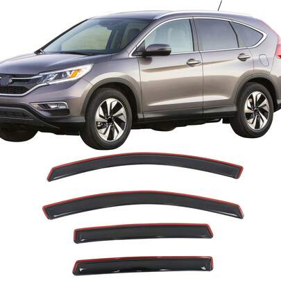 4 viseras de ventana delgadas para instalar en el canal, compatibles con Hondas' CR-V 2012-2016, de acrílico ahumado, deflectores de lluvia, deflectores de viento para ventanas laterales, accesorios para automóvil.