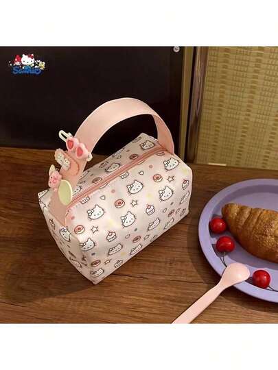SANRIO 1 chiếc túi đựng mỹ phẩm du lịch cỡ lớn Hello Kitty dành cho nữ - Túi đựng đồ vệ sinh cá nhân di động tiện dụng, thích hợp cho kỳ nghỉ/phòng tập thể dục/công việc/hoạt động ngoài trời