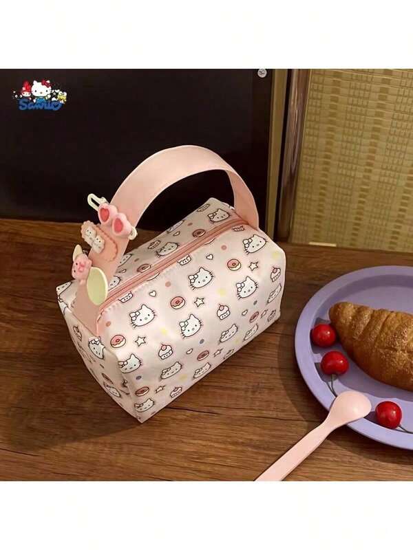 SANRIO 1 chiếc túi đựng mỹ phẩm du lịch cỡ lớn Hello Kitty dành cho nữ - Túi đựng đồ vệ sinh cá nhân di động tiện dụng, thích hợp cho kỳ nghỉ/phòng tập thể dục/công việc/hoạt động ngoài trời