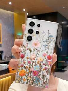 1 pieza Funda de teléfono suave y romántica con estampado floral de moda compatible con Huawei Honor, Galaxy A04e/12/A13/A14/A34/A50/A52/A53/A54/S21/S22/S23/S24/S25/S25Ultra/S25FE/S26/S26 PLUS/S26 ULTRA/S26 EDGE, 6A/7A/8A, 12T/13T/15T/15T Pro - transparente - Ver 4