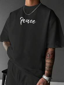 Camiseta Casual de Manga Corta para Hombre - Estampado Gráfico con Temática de Paloma y Paraíso, Estampado de Doble Cara de Paloma Blanca Fresca de Estilo Costero, Camiseta de Marca Moderna y Estética, Top Versátil, Lavable a Máquina, Ajuste Cómodo, Material Transpirable, Camiseta Casual  2026, Camiseta Gráfica, Camiseta Unisex - Negro - Ver 2