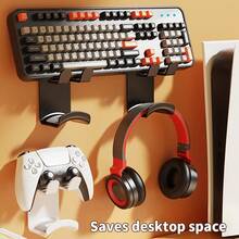No-Drill Wall-Mounted Headphone Hook; Seamless Adhesive Headphone Storage Rack Suitable For Dormitory Computer Monitor Side - Multicolor - View 9