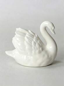 1pc Black & White Swan Figurine, Creative Decor, Perfect For Living Room, Study Or Animal-Shaped Succulent Arrangement - B - View 6