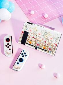Switch2 (2025) 游戏机配件，彩色菊花图案，兼容 Switch2/Switch OLED/Switch NS 的保护壳和收纳袋，保护您心爱的设备，也是送给 Switch 玩家的最佳礼物，情人节礼物 - 彩色 - 查看 4