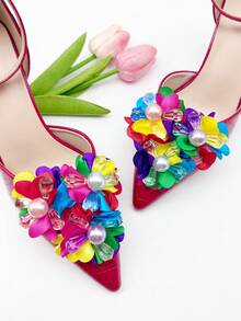 2 piezas Nuevos elegantes clips para zapatos con detalles de cristales de colores desmontables - Perfectos para bodas, fiestas nupciales y tacones altos - Multicolor - Ver 3
