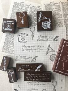 1 Box 7pcs Retro Stamp Set, Rubber Stamps For DIY Scrapbooking Decoration - YZ303's Past - View 2