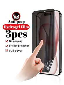 MSRI 3pcs Water-Resistant Screen Protector - Compatible With IPhone 17Pro Max/17Pro/17E/16ProMax/16E/16Plus/15ProMax/14/13/12/11/XR/X/XS/7/8, Full Coverage Anti-Glare Anti-Peeping Screen Protector, Smooth Finish, No Reflection For Gaming - Black - View 20