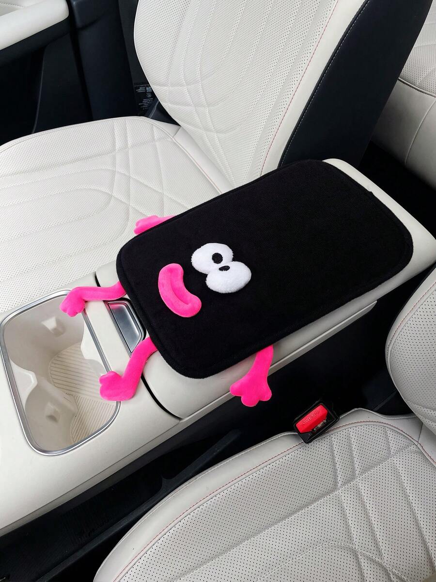 Cute Funny Car Armrest Box Pad Creative Sausage Lips Car Armrest Pad Anti-Slip Central Armrest Box Cover Pad Interior Decoration - A - View 1