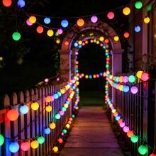 loyyz Solar Globe Outdoor String Light,IPX4 Cystral Fairy Light,12M/7M/5M Solar Garden Twinkle Light 8 Mode,Hanging Lighting For Outside Decor,Backyard,Porch,Yard,Christmas Tree,Balcony,Wedding,Advent, Easter,Christmas Colorful - Colored Light - View 4