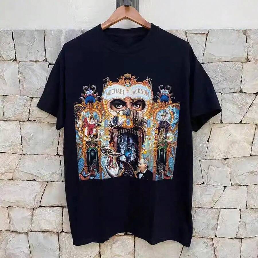 Playera  Unisex |       Estampado de Arte Lineal Retrato |       Camiseta de Algodón Blanco para Hombre y Mujer |       Tallas S-3XL |       Ropa Urbana Nostálgica Trendy - Blanco - Ver 1