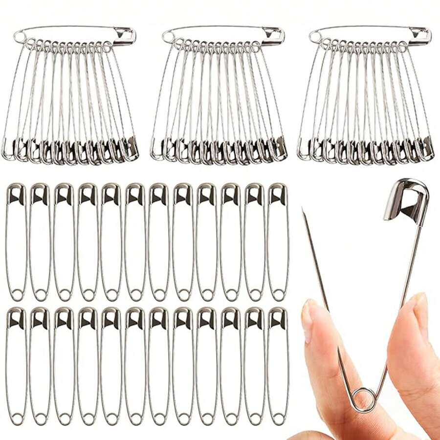 50pcs Stainless Steel Safety Pin Brooch DIY Jewelry Making Craft Accessories - Silver - View 1
