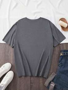 Summer Outfits For Women: T-Shirt With Letter Print, Short-Sleeved Crew Neck Casual Top, Women's Clothing, Loose And Comfortable Tops - 白色 - 查看 11