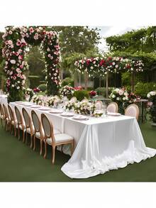 1 pièce Nappe en satin rectangulaire, grande taille, disponible en plusieurs tailles, nappe décorative en tissu lisse et rectangulaire, convient pour les cérémonies, les mariages, les fêtes, la décoration de table de salle à manger (rose) - Rose pâle - Voir 9