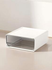 Caja de almacenamiento de escritorio estilo cajón minimalista, diseño apilable de múltiples compartimentos, adecuada para cosméticos, artículos de papelería y documentos de oficina, perfecta para dormitorios, tocadores y oficinas en casa, organizador de escritorio esencial para la vuelta a la escuela - Blanco - Ver 10