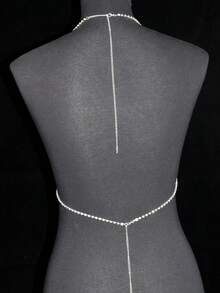1pc Multi-Layer Horizontal Fringe Shiny Body Chain Bra, Sexy Accessory, Perfect For Bikini, Ideal For Beach Vacation Summer - Silver - View 4